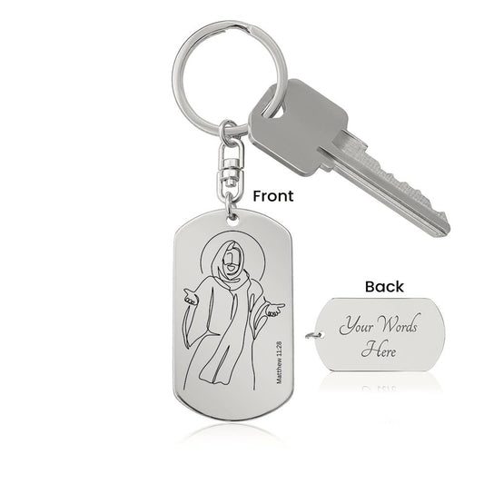 Keychain. Jesus Christ. Matthew 11:28.