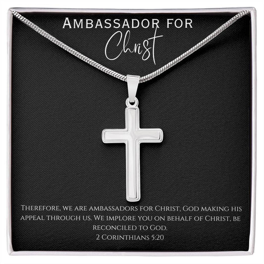 Cross Necklace. Ambassador for Christ Card Message.